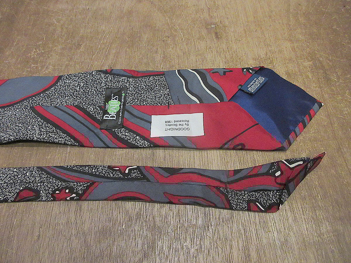 ビンテージ90's○The Beatles GOODNIGHT総柄ネクタイ○241102j7-