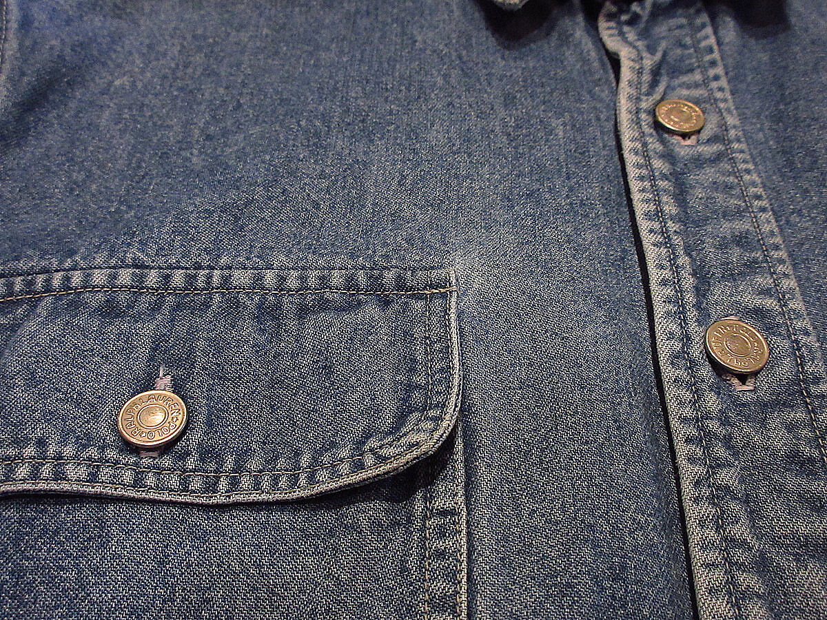 ビンテージ90's○RALPH LAUREN POLO COUNTRYデニムシャツsize M