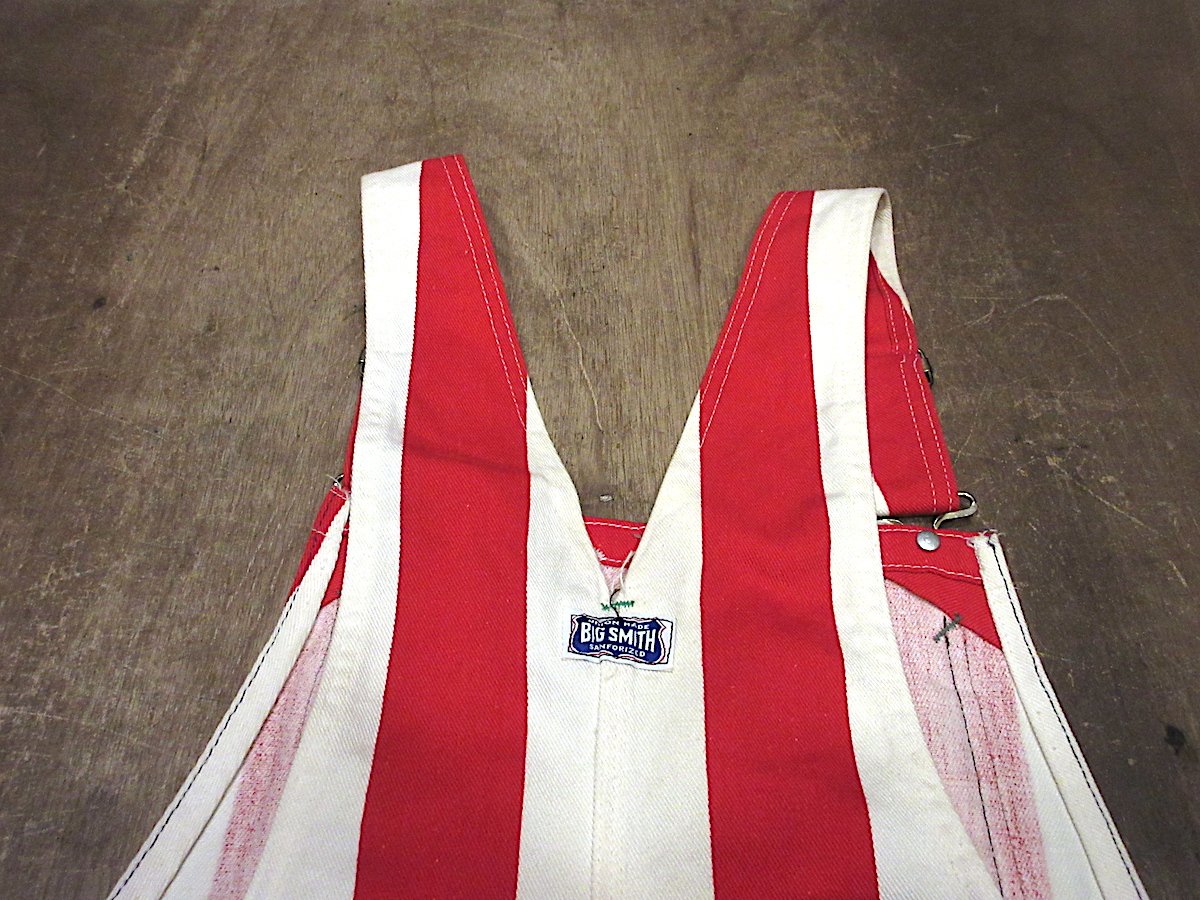 70s BIG SMITH ストライプ オーバーオール 希少 70s BIG SMITHビッグスミス 紅白ストライプ オーバーオール