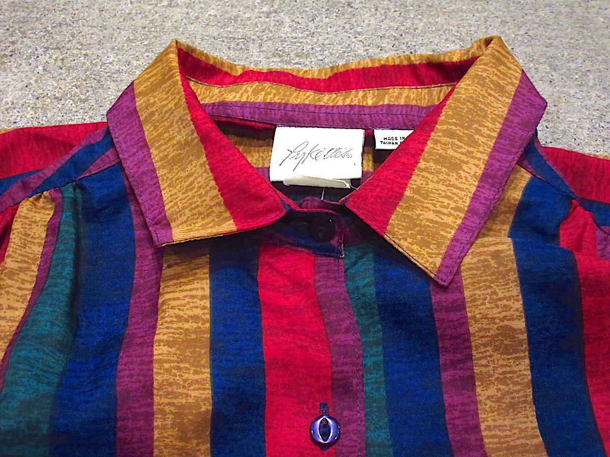 ビンテージ80's○DEADSTOCKレディースストライプマルチカラー