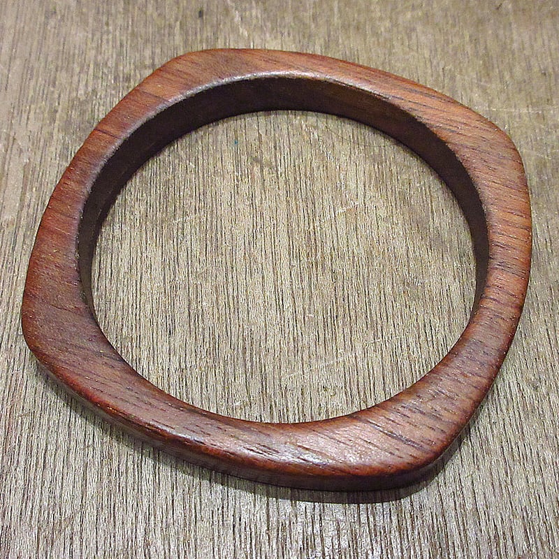 ビンテージ○ウッドブレスレット○240205i5-bng茶ブラウン木製ヒッピー