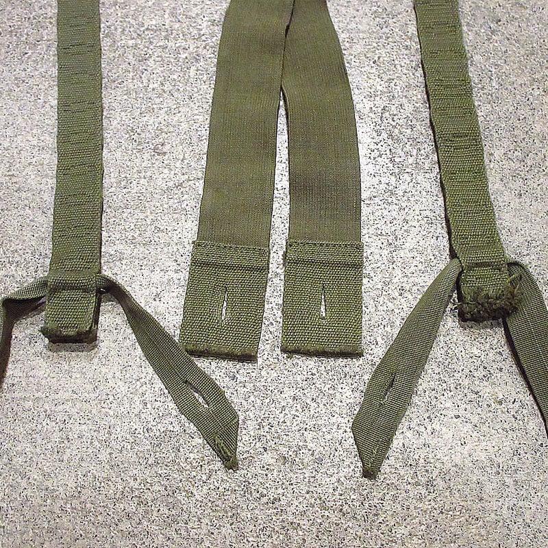 ビンテージ50's○ミリタリーボタン留めサスペンダーオリーブグリーン