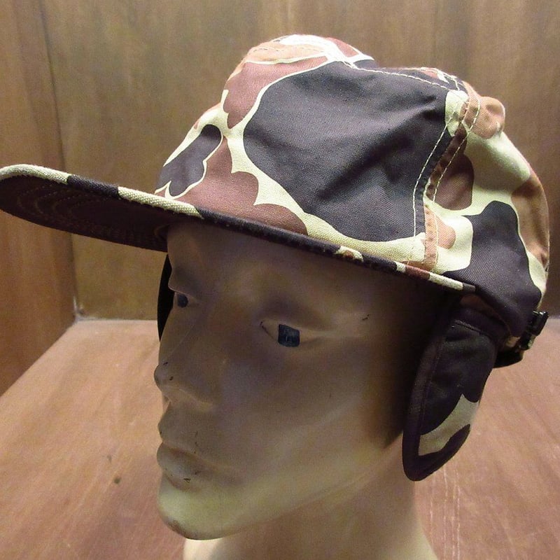 80s90s ダックハンターカモ　ハンティングキャップ　ビンテージ 80's Columbia USA製 レザーパッチ付き ダックハンターカモ