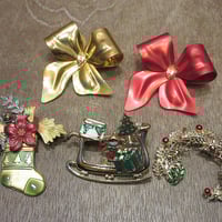 ビンテージ●クリスマスピンズ5点セット●240925i4-brcブローチレディースアクセサリー