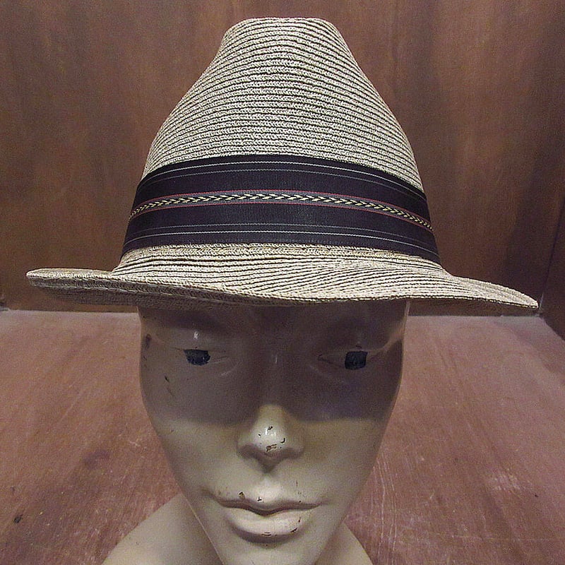 ビンテージ60's○BEAVER BRAND HATSストローハットsize 7 1/8○23 ビンテージ60's○BEAVER BRAND HATSストローハットsize 7 1/8○23