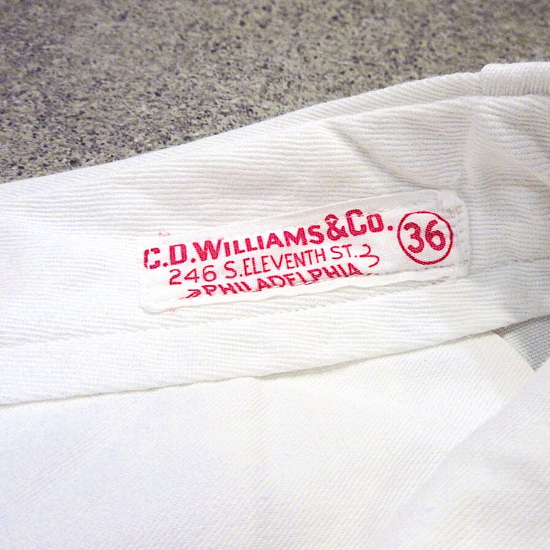 ビンテージ50's○C.D.WILLIAMS & CO.ワークパンツ白実寸W87cm ビンテージ50's○C.D.WILLIAMS & CO.ワークパンツ白実寸W87cm