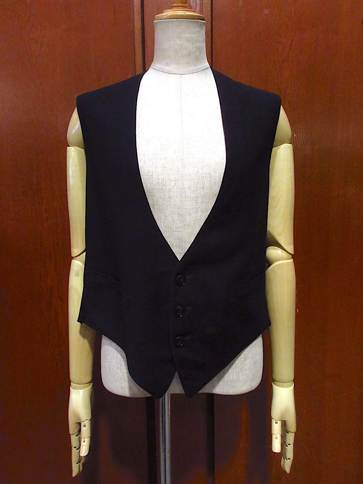 ビンテージ~20's○ウールスーツベスト黒○240319c1-m-vs 1920s