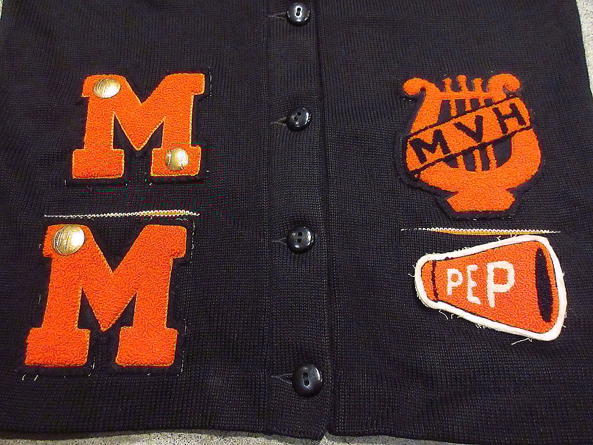 ビンテージ60's○Kandelレターマンカーディガン黒○240104i1-m-cdg