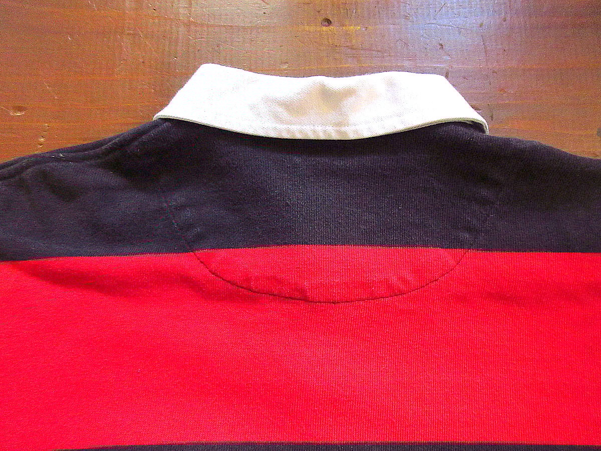 ビンテージ90's○POLO SPORTボーダーラガーシャツ黒×赤size L○241228k