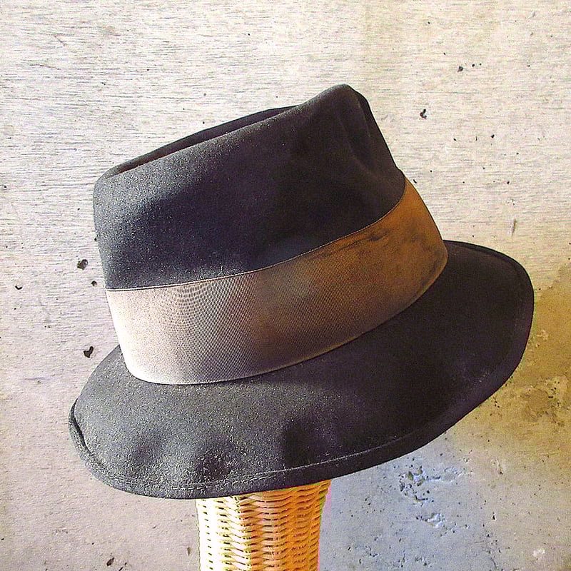 ビンテージ50's○Dobbsフェドラハット黒○240112k5-m-ht-flt 1950s