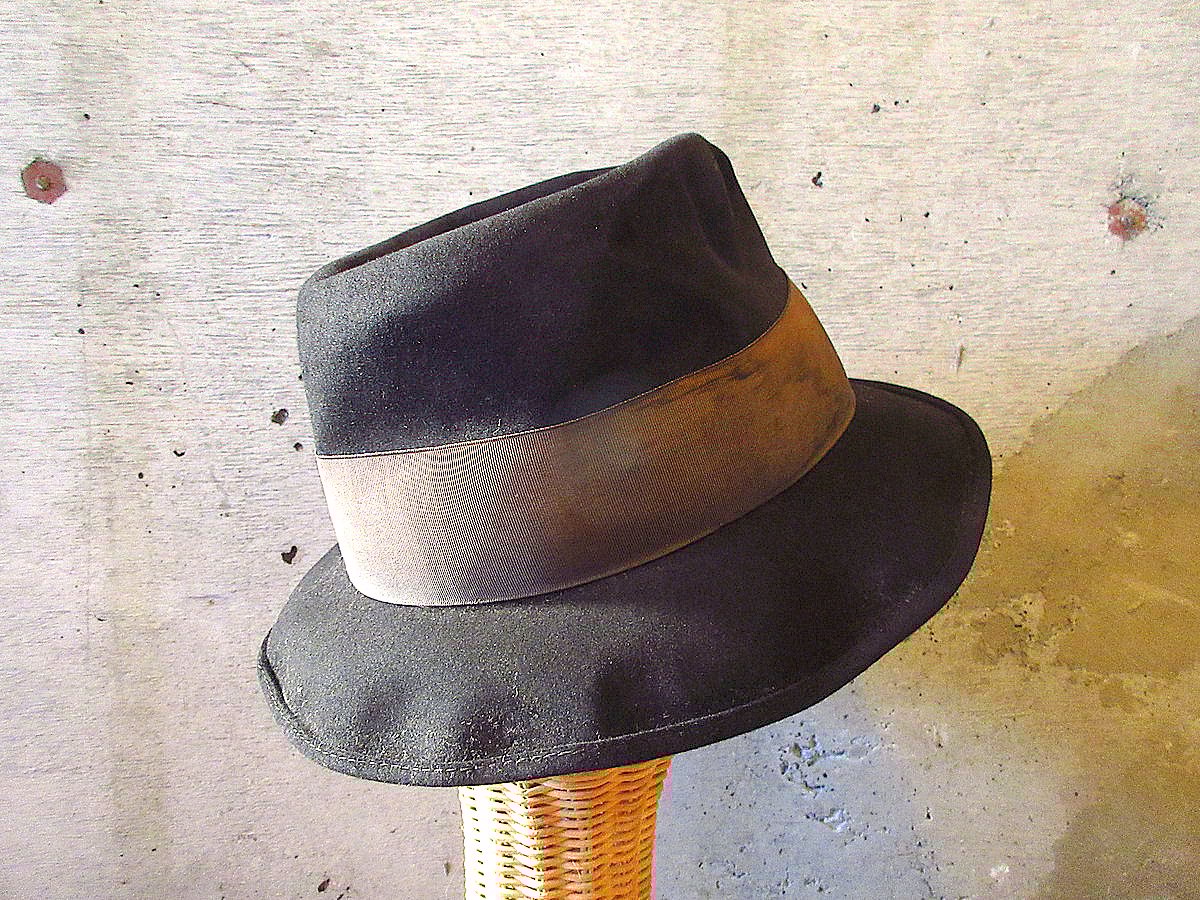 ビンテージ50's○Dobbsフェドラハット黒○240112k5-m-ht-flt 1950s