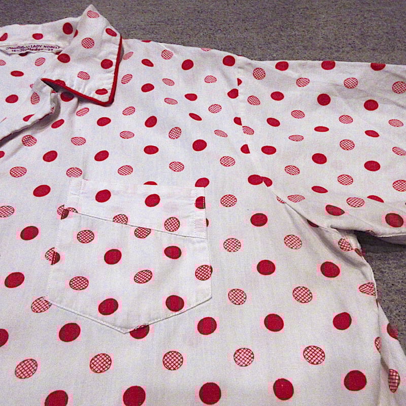 ビンテージ50's60's○Rutledgeドット柄ループカラー半袖シャツ