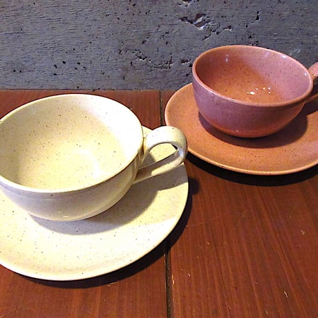 ビンテージ50’s●セラミックカップ＆ソーサー2点セット●251115d3-tbwrテーブルウェア食器コーヒーカップ