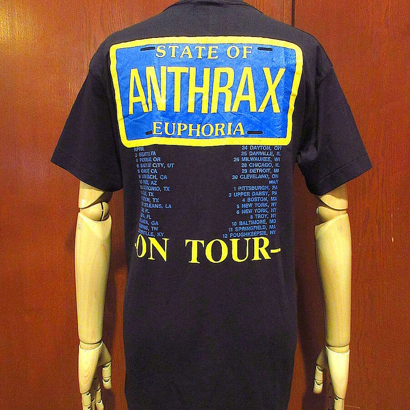 ビンテージ80's○ANTHRAX STATE OF EUPHORIAツアーTシャツ黒size