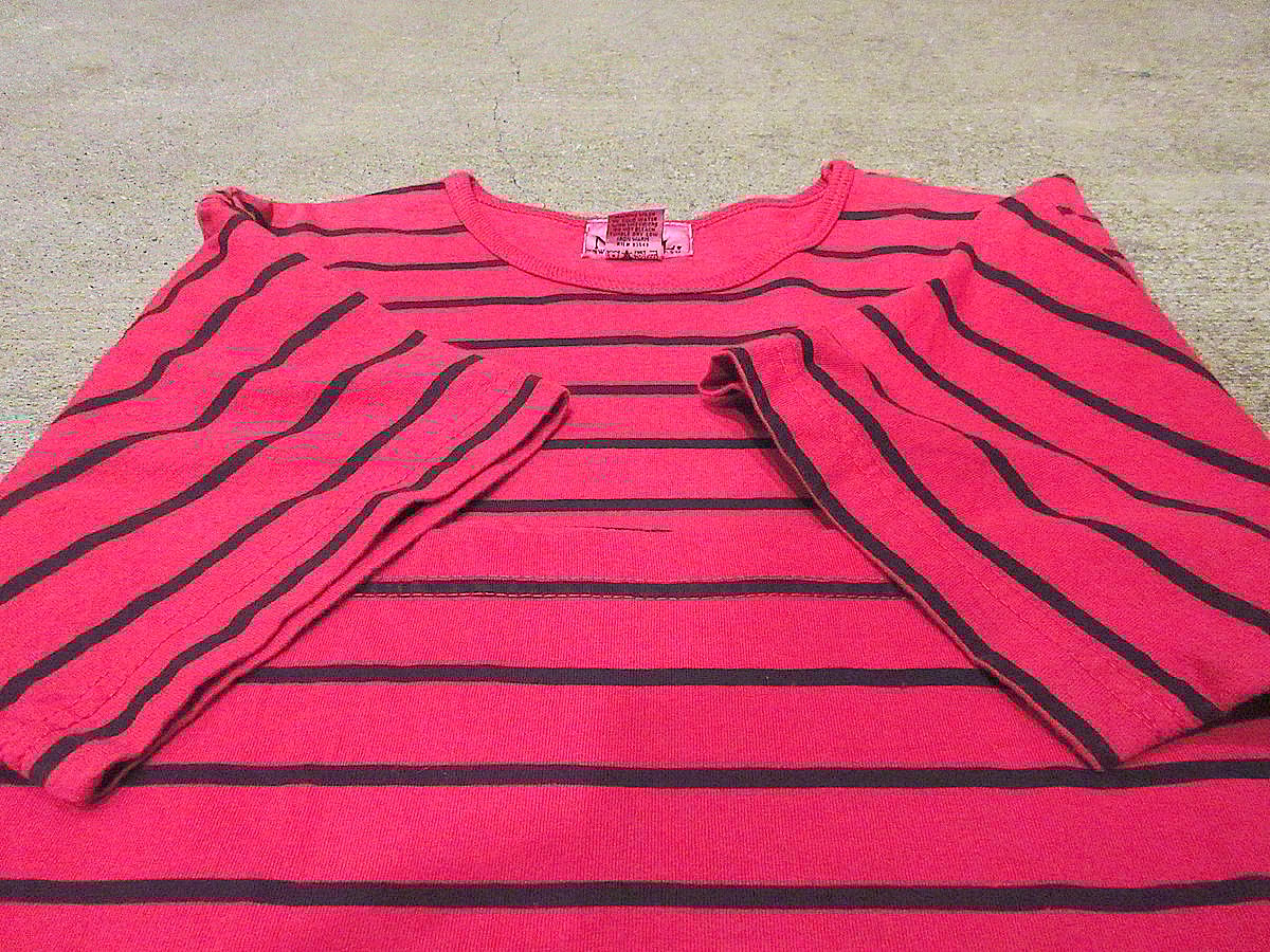 ビンテージ90's○N.Y.L.半袖ボーダーTシャツ赤×黒size M○231102j2-m-