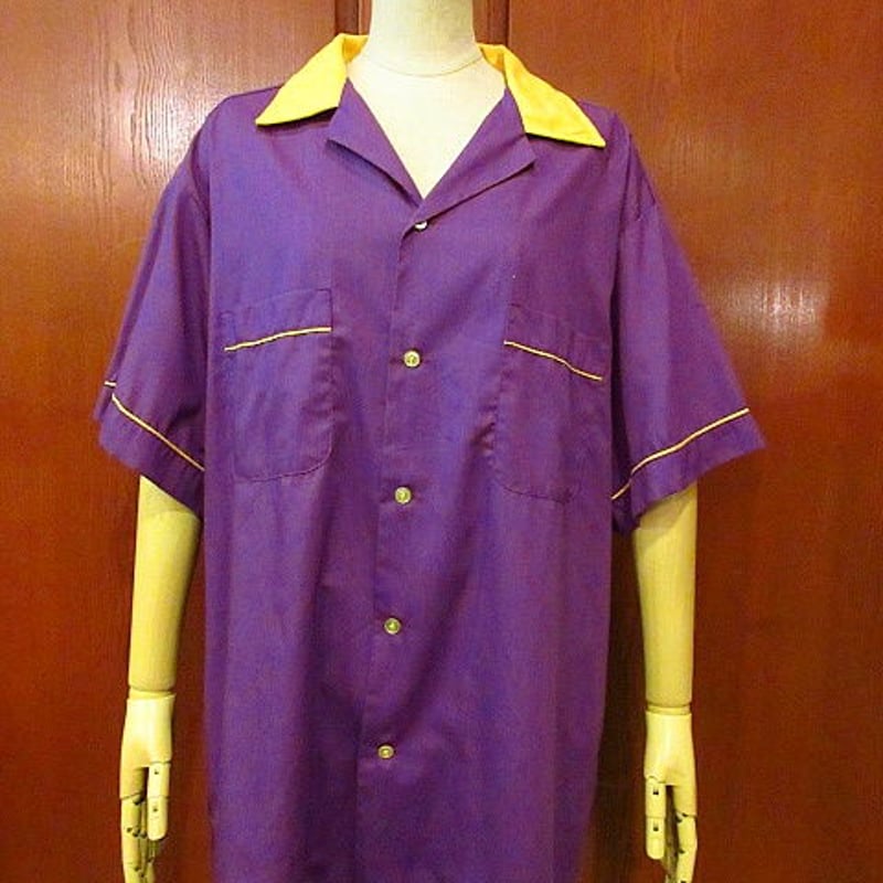 HILTON ヴィンテージ L 紫 ボーリング 半袖 シャツ 70s Hilton パープル ヴィンテージ ボーリングシャツ 半袖シャツ