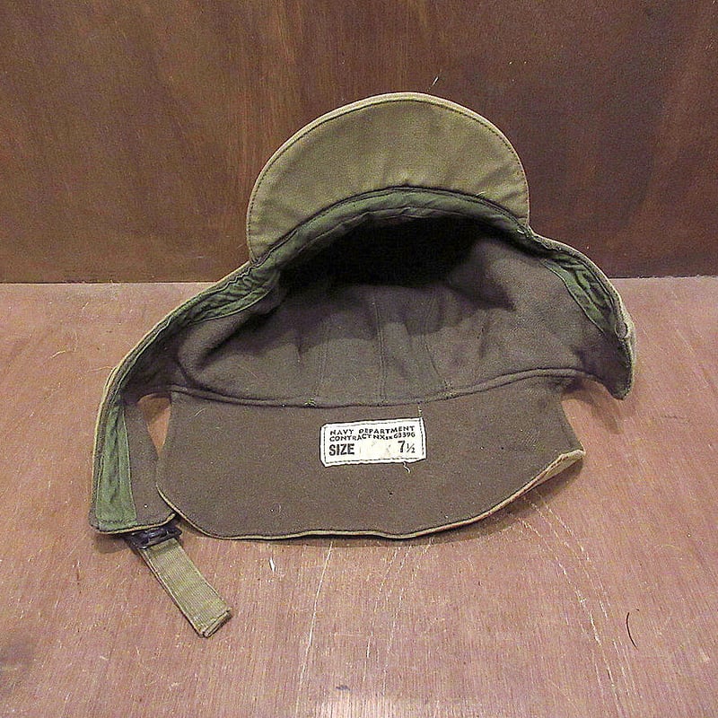 米軍 デッキキャップ ネイビー 米軍放出品 ミリタリー ビンテージ40's○U.S.NAVY N-1デッキキャップ紺7○201025n2-m-cp