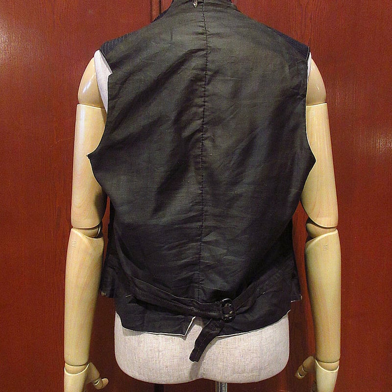 ビンテージ~1910's○襟付きウールスーツベスト黒○230320i4-m-vs