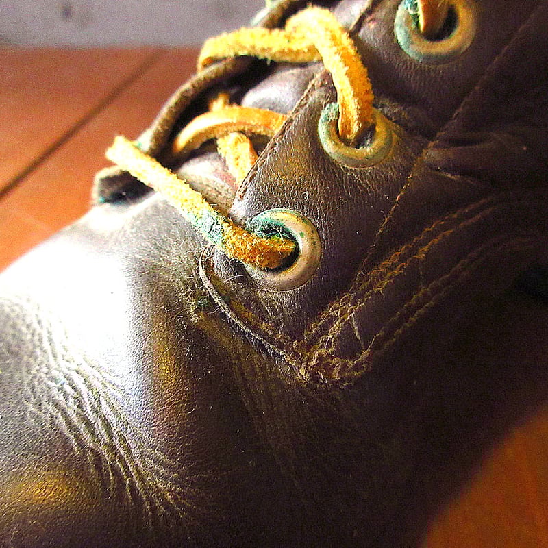 ビンテージ40's○プレーントゥレースアップロングブーツ茶size 7C