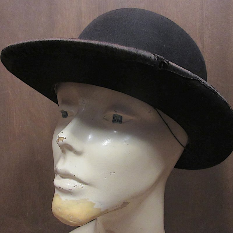 イギリスヴィンテージ XL 英国製ボーラーハット 1930s ブラック イギリスヴィンテージ XL 英国製ボーラーハット 1930s ブラック