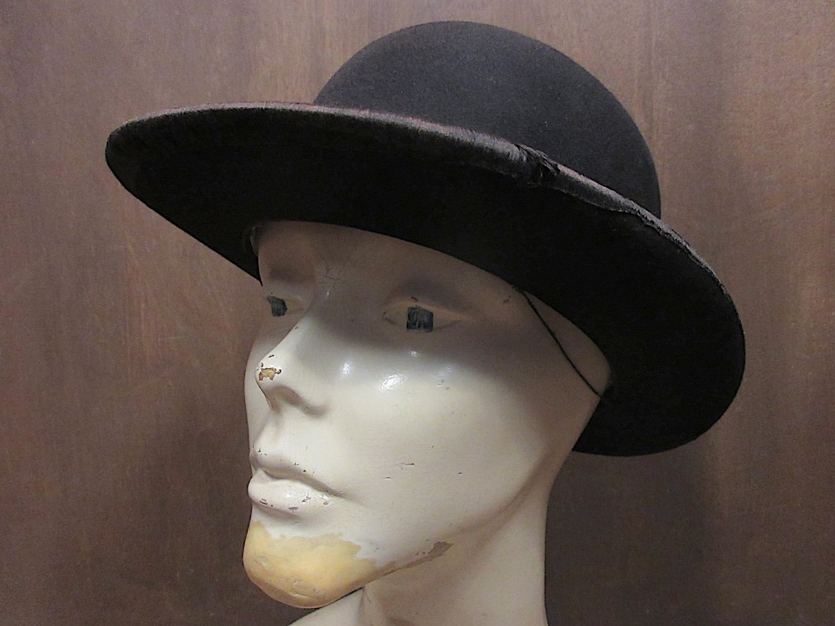 ビンテージ30's○KNOXボーラーハット黒○250606z7-m-ht-fltノックス