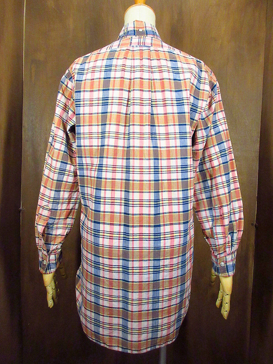ビンテージ60's○GANT インド綿マドラスチェックプルオーバーボタン