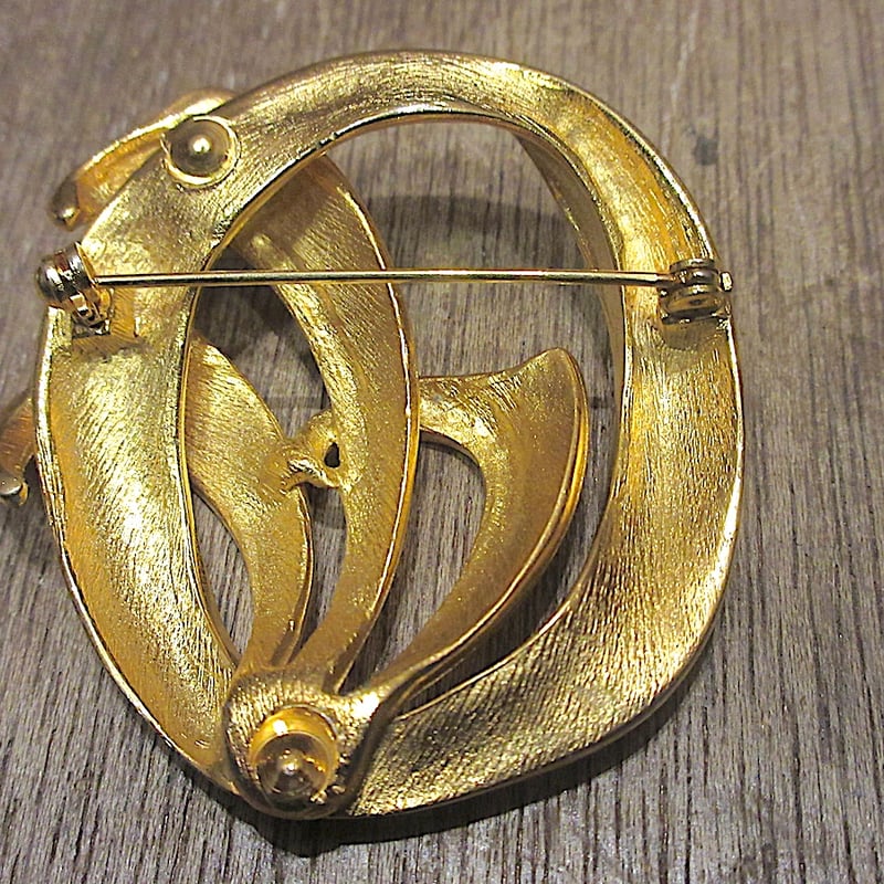 ビンテージ○ゴールドトーンブローチ&バードモチーフブローチ2点セット