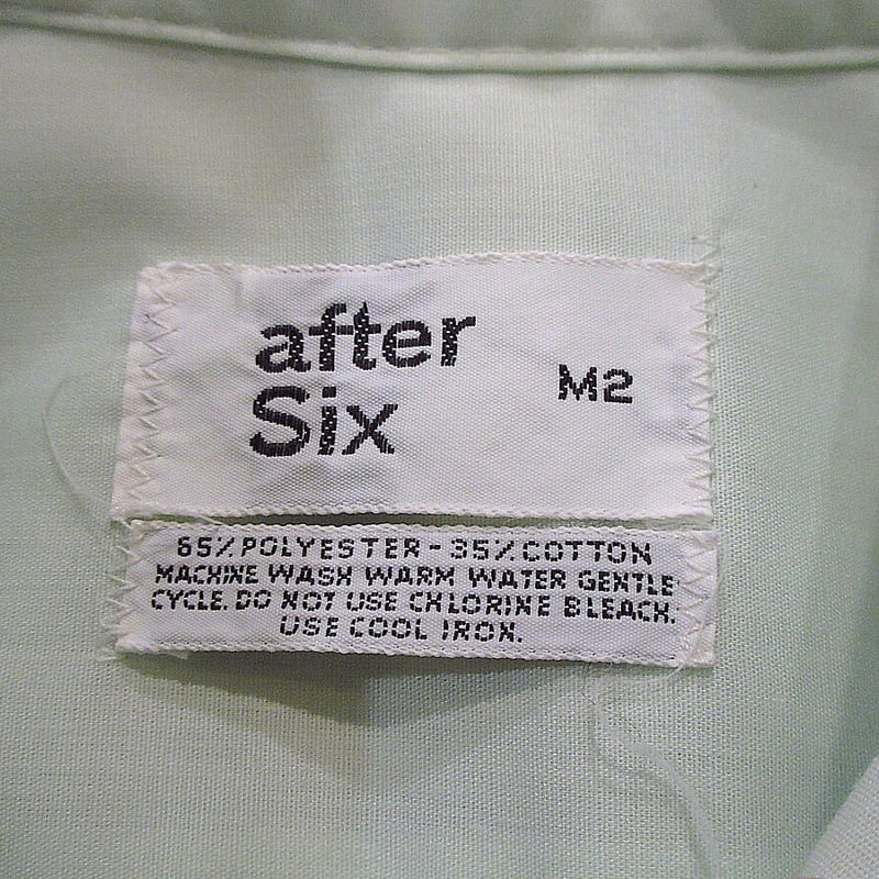 ビンテージ70's○after Sixフリルドレスシャツ黄緑M2○220704i2 ビンテージ70's○after Sixフリルドレスシャツ黄緑M2○220704i2