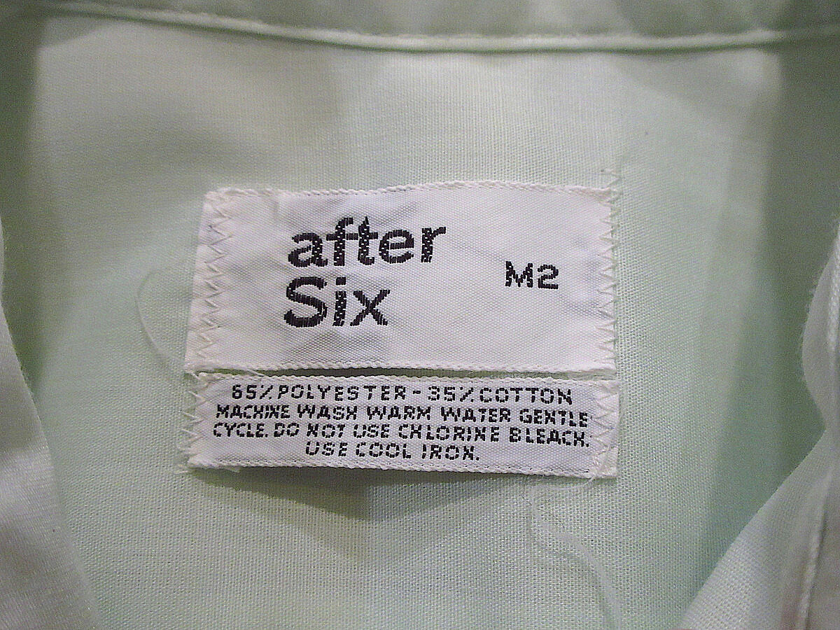 ビンテージ70's○after Sixフリルドレスシャツ黄緑M2○220704i2