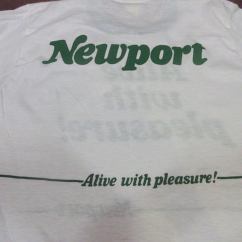 ビンテージ80's○DEADSTOCK NewportプリントリンガーTシャツsize