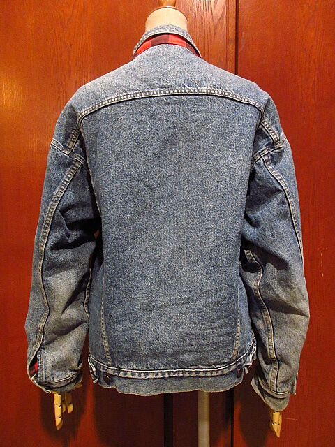 ビンテージ80's○Levi's 70417裏地チェックデニムジャケットsize