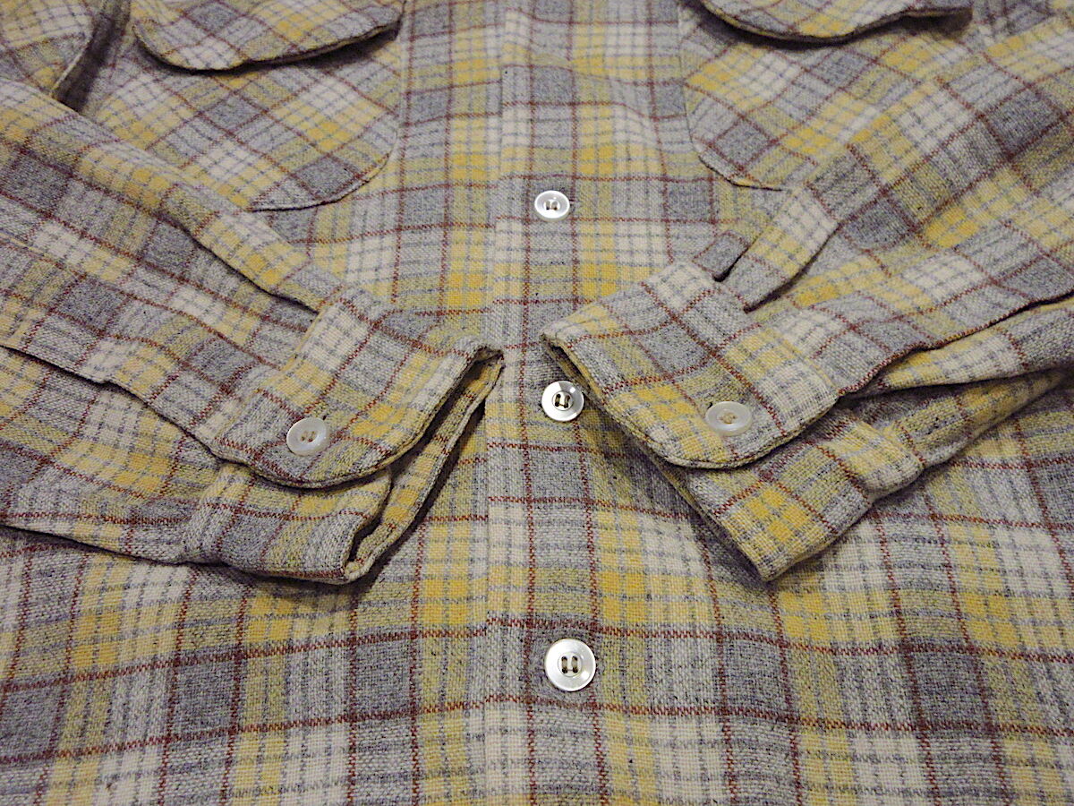 ビンテージ50's○Chippewaチェックウールループカラーシャツsize M