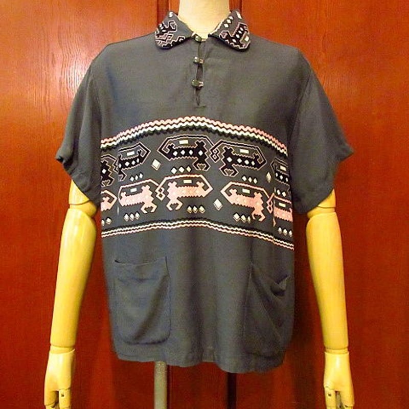 40s vintage レーヨン プルオーバー シャツ DM1277 40s vintage レーヨン プルオーバー シャツ DM1277
