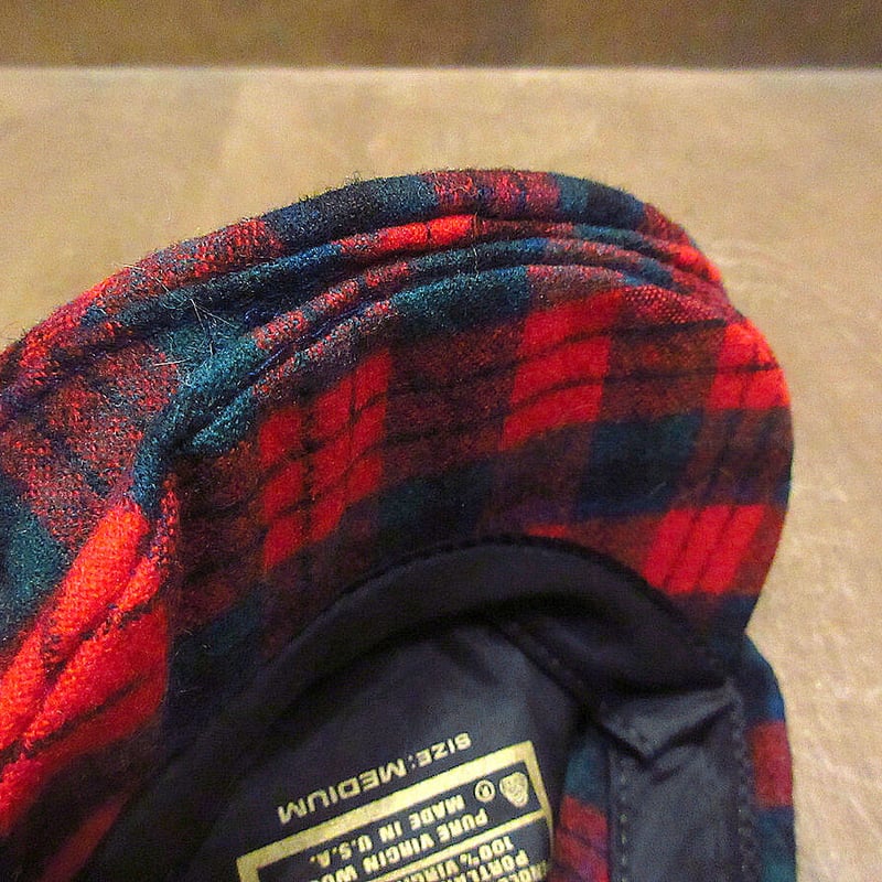 ビンテージ70's○PENDLETONチェックウールハンチング帽size M○211029s6