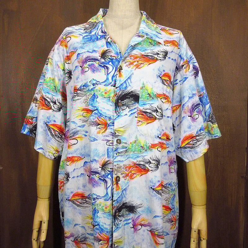 ビンテージ90's○Patagonia Pataloha 毛針柄ハワイアンシャツ M ビンテージ90's○Patagonia Pataloha 毛針柄ハワイアンシャツ M
