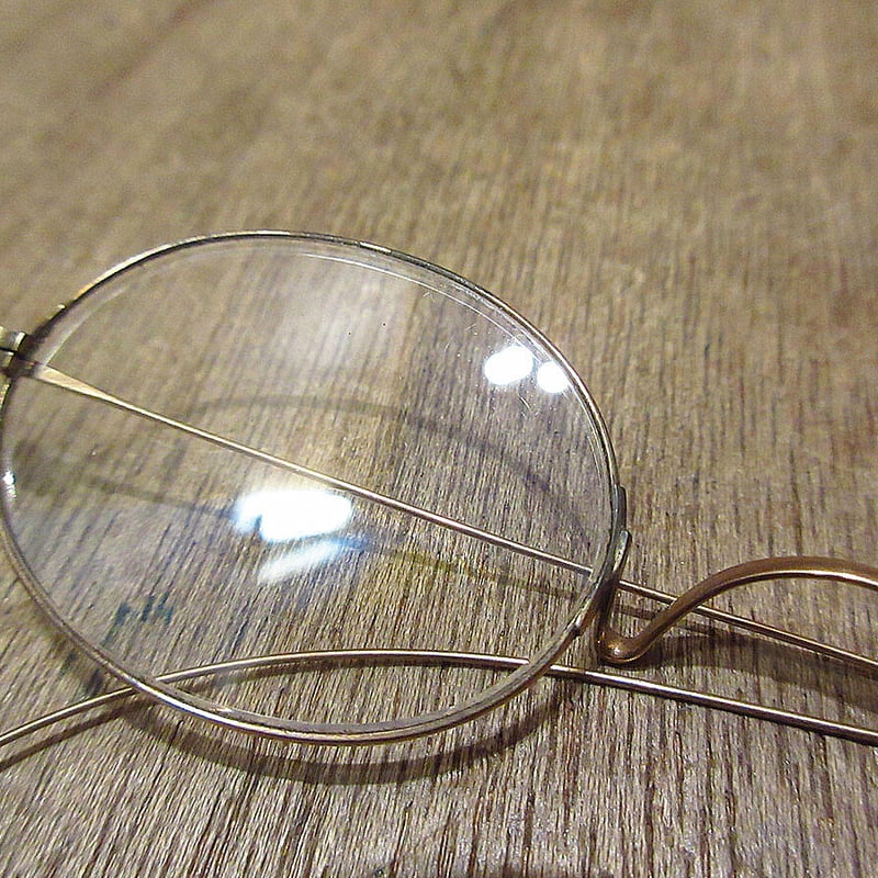 ビンテージ~20's○ケース付きサイドマウントゴールドオーバル眼鏡
