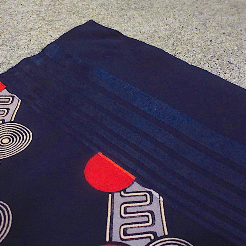 ビンテージ~40's○幾何学模様レーヨンストール○250426m4-scfジオ