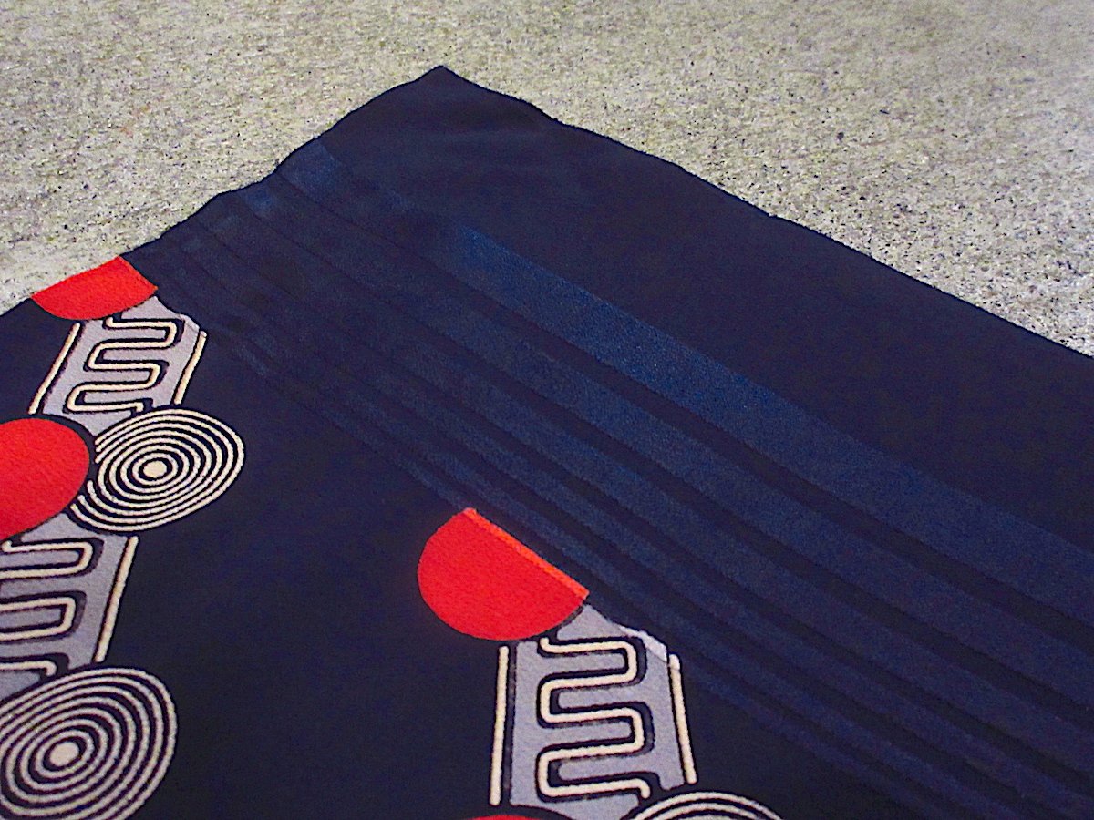 ビンテージ~40's○幾何学模様レーヨンストール○250426m4-scfジオ