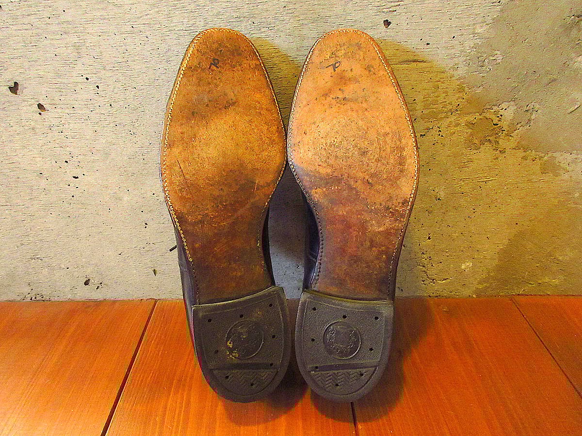 ビンテージ40's50's○BOSTONIANストレートチップシューズ黒size 9○2402