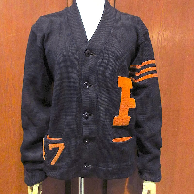 ビンテージ40's○ウールレターマンカーディガン黒○260209m5-m-cdg