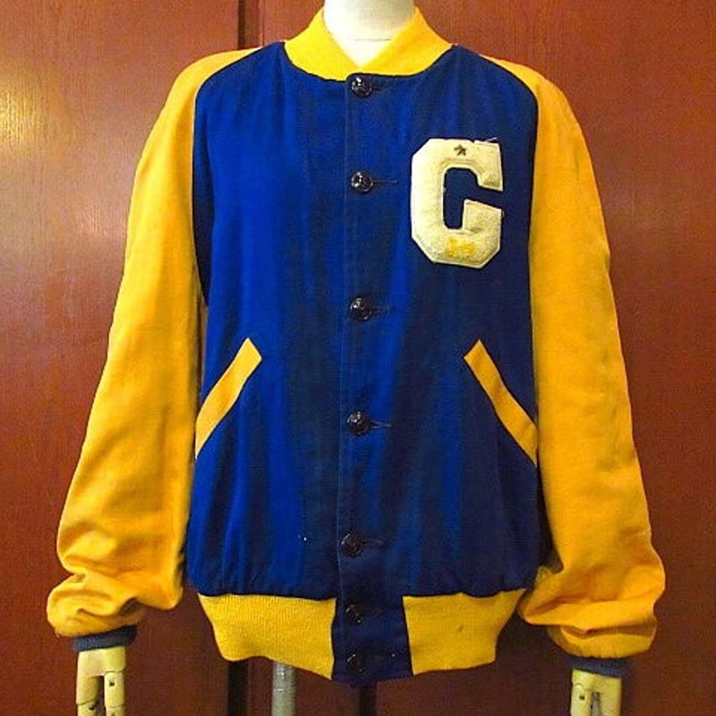 1940's ボタスタ スタジャン バーシティ 5段バックプリント ヴィンテージ