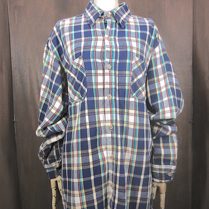 ビンテージ70's○BIG MACチェックヘビーネルシャツsize XL○241107z1-m