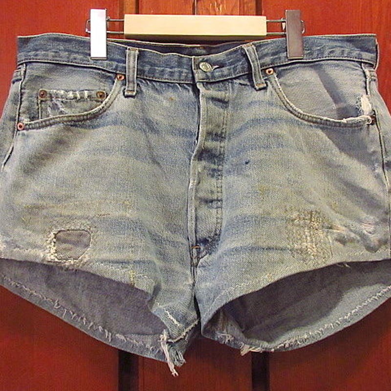 70s USA製 Levis 501 66後期 W36 カットオフショーツ 赤耳 2305201 Vintage Levi's 501 66後期 カットオフデニムショート
