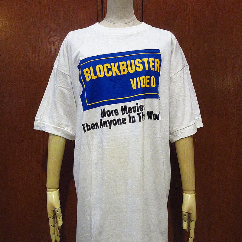 ビンテージ90's○DEADSTOCK BLOCKBUSTER VIDEOプリントTシャツ白L...