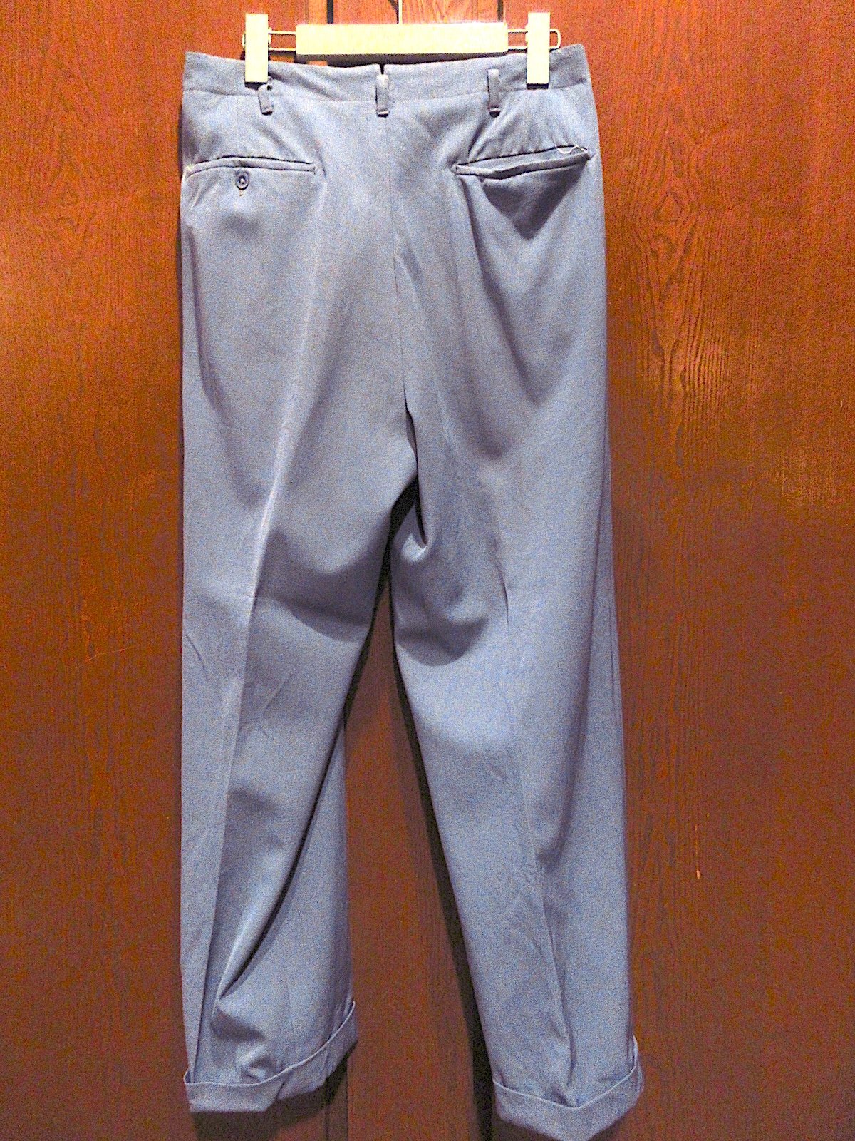 ビンテージ40's50's○ツータックウールギャバジンスラックスサックス