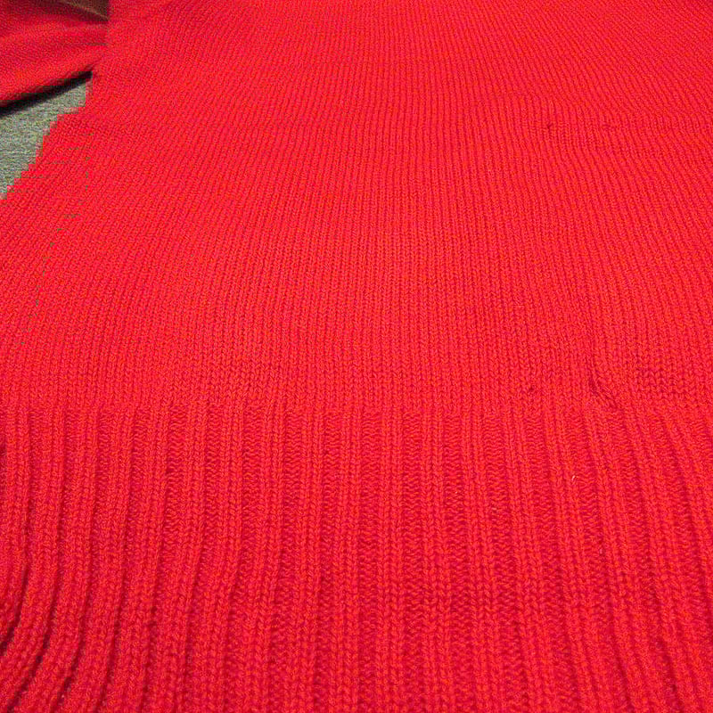 ビンテージ40's○IMPERIALライン入りボートネックウールセーター赤size