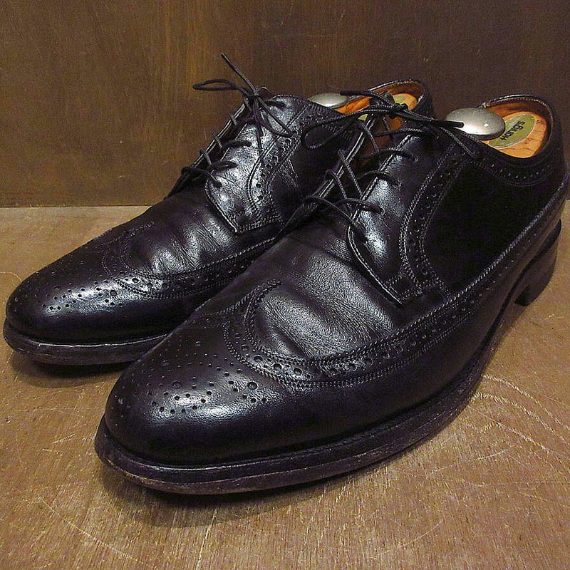 ビンテージ70's○FLORSHEIMウィングチップシューズ 黒size 11 D