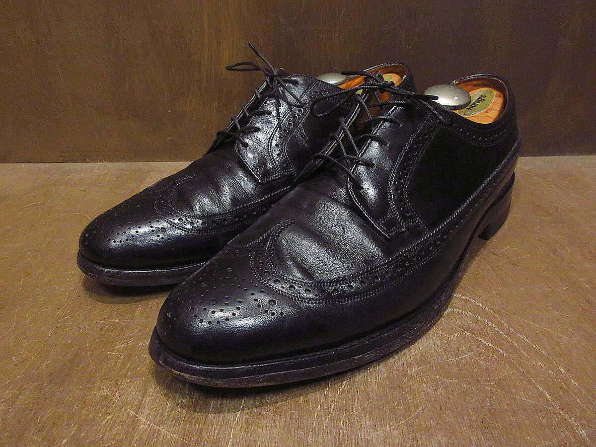 ビンテージ70's○FLORSHEIMウィングチップシューズ 黒size 11 D○22122