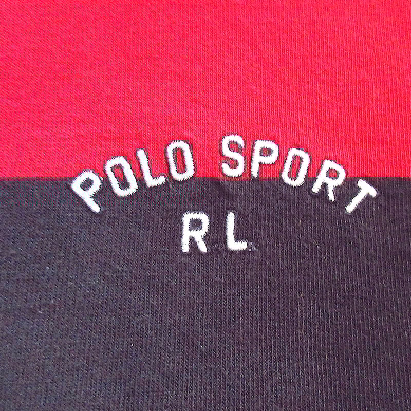 ビンテージ90's○POLO SPORTボーダーラガーシャツ黒×赤size L ビンテージ90's○POLO SPORTボーダーラガーシャツ黒×赤size L