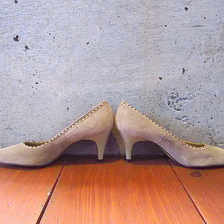 ビンテージ70’s●DEADSTOCK Personalityスウェードパンプスベージュsize 5 1/2 B/2A●250222k8-w-pmp-23cm 1970sデッドストック